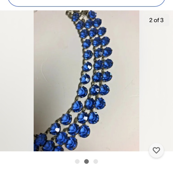 Stunning Antique Triple Strand Blue BEZEL Set Art Nouveau Necklace - new catch - Picture 2 of 3